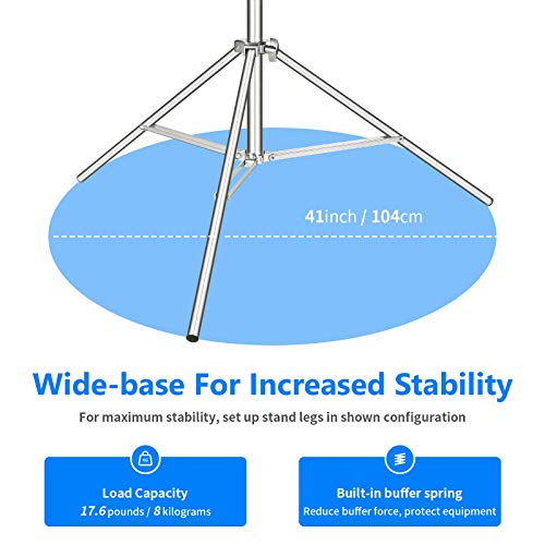 Image of NEEWER 118 inch /3m Stainless Steel Light Stand, Spring Cushioned Heavy Duty Photography Tripod with 1 /4 inch to 3 /8 inch Universal Screw Adapter for Strobe, LED Video Light, Ringlight, Monolight, Softbox