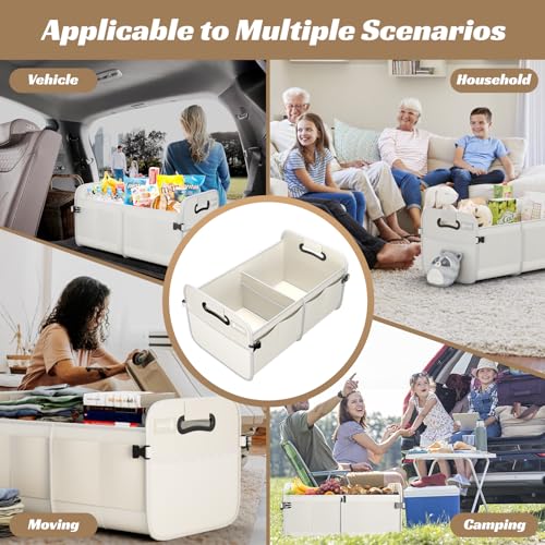 Image of Sposuit Trunk Organizer for Car - 70L Collapsible Sturdy Car Storage, White | 11 Pockets & Reinforced Handles, Large Capacity, SUV Trunk Organizers for Grocery Cargo, Non-Slip Bottom