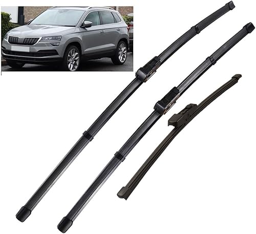 Juego de limpiaparabrisas delantero y trasero compatible con Skoda Karoq 2017-2023 limpiaparabrisas de 26 + 18 + 13 pulgadas