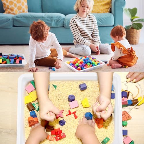 Maitys 24 Pcs Art Trays Plastic Activity Tray for Kids Craft Stackable Shallow Storage Organizer Serving for DIY School Books Home Painting Projects 9.45 x 7.1 x 1.38 Inch(White) by Maitys - Image 6