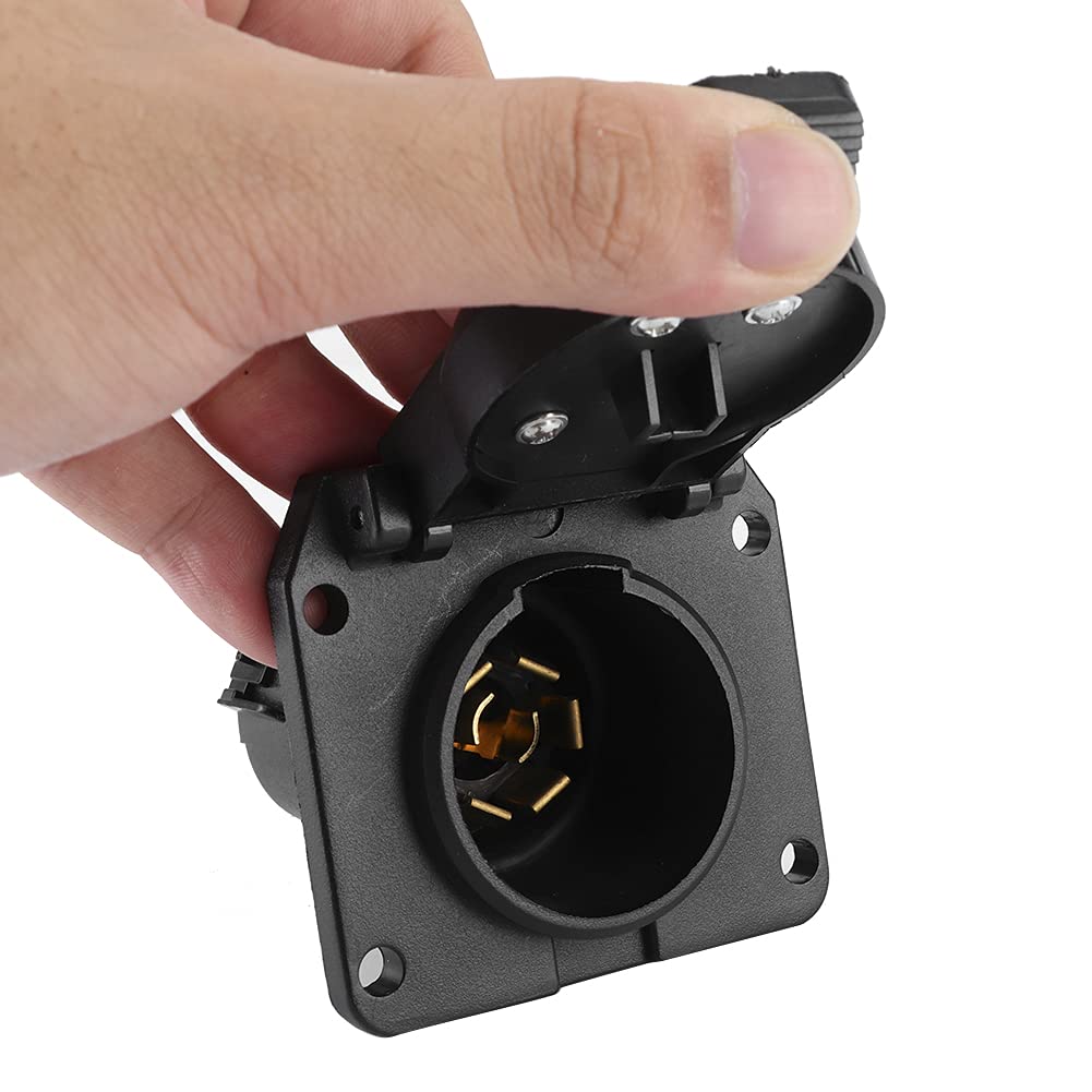RV 7 Way Socket, Rear Trailer Tow Connector, Blade Compatibility with Trailers Wiring Connect Accessories