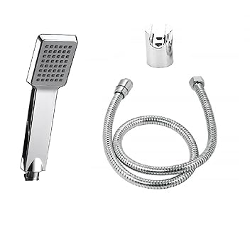 CUROVIT MPAYTON ABS Hand Shower / Telephonic Shower in Chrome Finish with ABS Holder and 1.5 Mtr Stainless Steel Flexible Tube for Bathroom / Bathroom Cleaning.