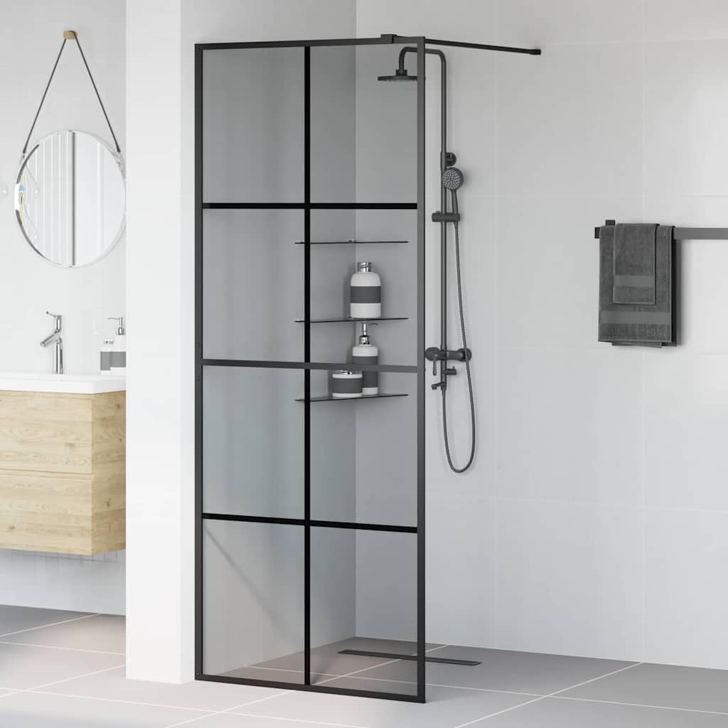 Ścianka prysznicowa Walk-in, czarna, 80 x 195 cm, z hartowanego szkła bezpiecznego z nanopowłoką, bezramowa ochrona przed pryskaniem, stabilna rama profilowa, ściana boczna do łazienki i prysznica