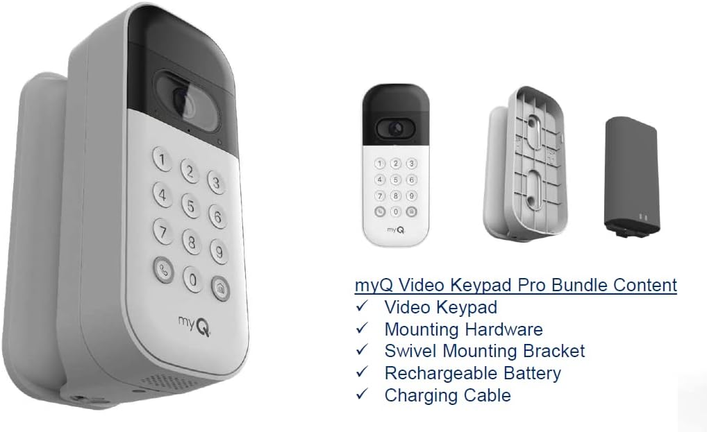 Liftmaster VKP1-LM MyQ Video Keypad with Camera, WiFi, and Smartphone Control. A Smart Garage keypad for Your Smart Home. Works with Chamberlain, LiftMaster, and Craftsman openers.