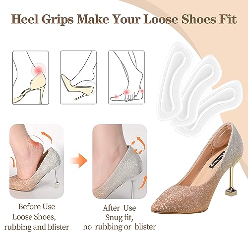 Image of EACOZY Heel Grips, Clear Shoe Heel Inserts, Heel Cushion Pads for Women Men Loose Shoes, 5 Pairs (Pack of 2)
