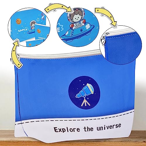 Image of FunBlast Multipurpose Canvas Pouch - Pack of 3 Pcs Pouch with Zipper Lock, Stationary Organizer Pouch, Travel Accessories Pouch Bag, Cosmetic Bag, Money Purse, Handbag (Universe)