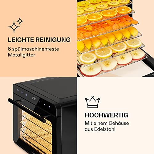 Klarstein Dörrautomat, Dörrgerät für Gemüse, Obst, Nüsse und Fleisch Trocknen, Food Dehydrator mit 6 Metallgitter, Dörrautomat Edelstahl, Dörrautomaten mit 24H Timer-Funktion, Touch-Display, 700 Watt – Bild 6