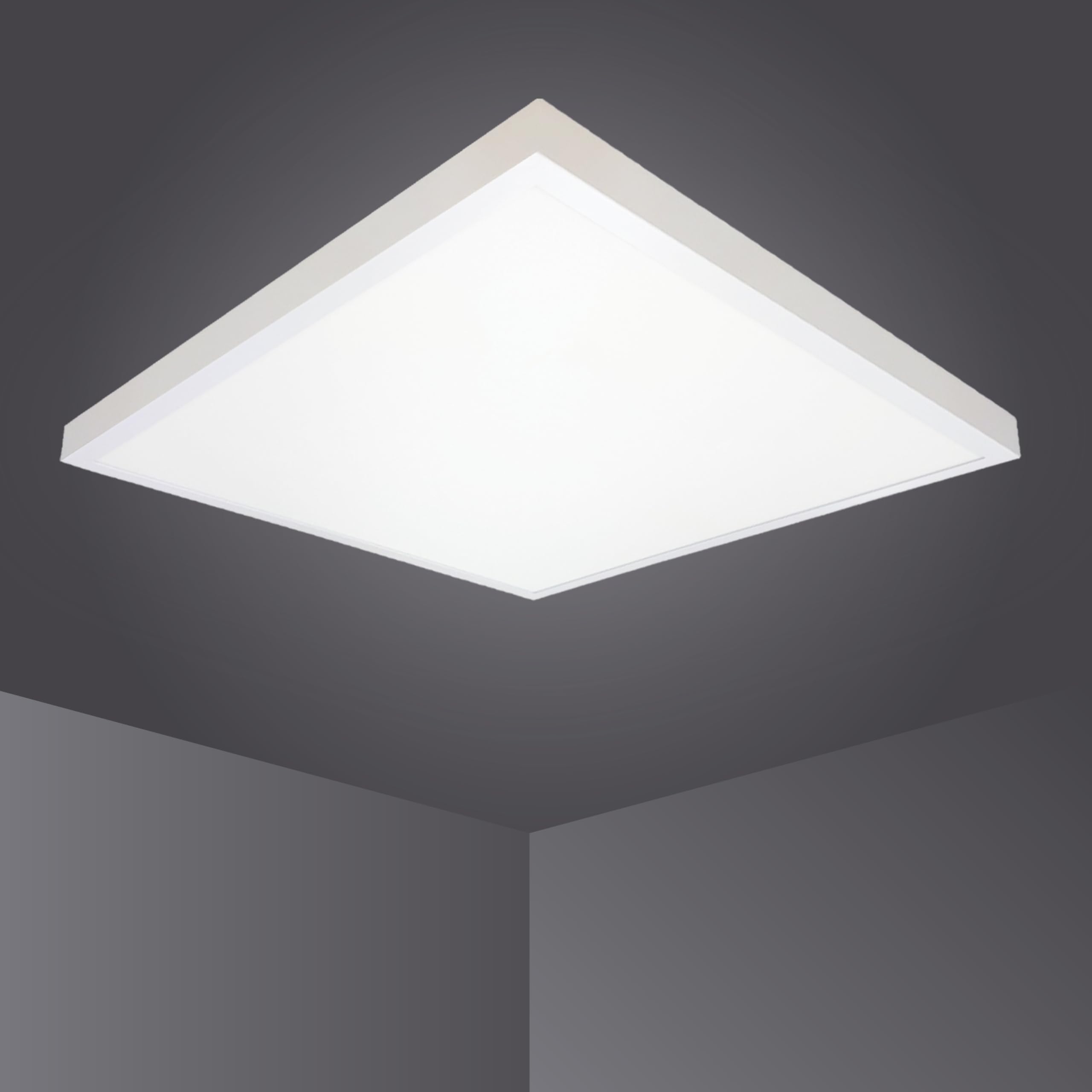 LED ATOMANT Packung mit 2 Quadatisch LED Oberfläche Deckenleucht 60x60cm 48W, CCT (Farbwahlschalter Warmweiß, Neutralweiß oder Kaltweiß), 5500 Lumen, Inklusive Treiber