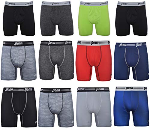 PENN Mens Performance Briefs, Boxer Briefs or Woven Boxers - 12-Pack Athletic Fit Breathable Tagless Underwear