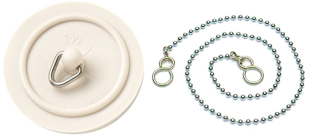 Merriway White Bh03431 38Mm (1.1/2 Inch) Basin Plug Stopper With 300Mm (12 Inch) Polished Chrome Ball Chain