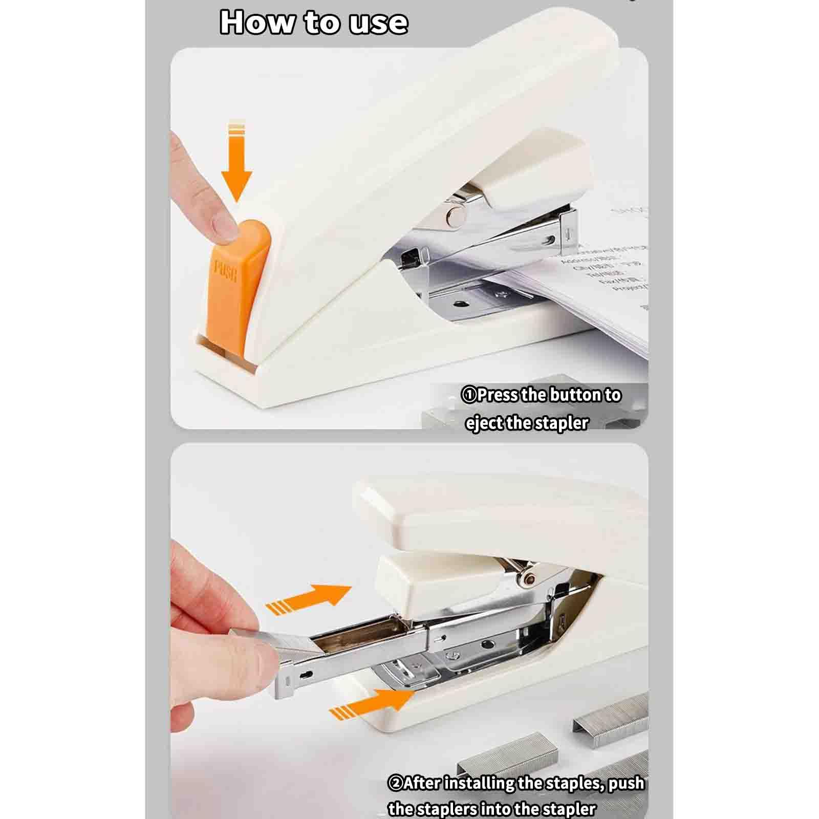 Tacker Büro Klammerloser Heftgerät 50 Blatt Klein Heftklammerentferner Für 24/6, 26/6, 24/8 Heftklammern Handbuch Für Studierende 50 Seiten Dicke Schicht Geschenk (White,13.8x4x9.2cm)