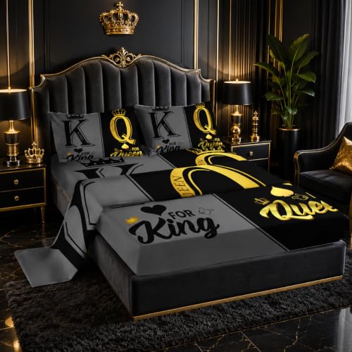 Nttopship King and Queen 4 Pieces Bed Sheet Sets