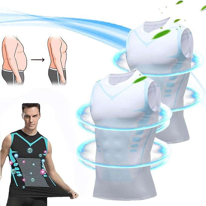 Chaleco de compresión para hombre, chaleco moldeador iónico, sin mangas, adelgazante, moldeador elástico