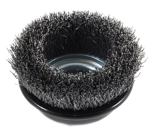 Image of Forney 72856 Wire Cup Brush, Industrial Pro Coarse Crimped with 5 /8-Inch-11 and M14-by-2.0 Multi Arbor, 3-Inch-by-.012-Inch