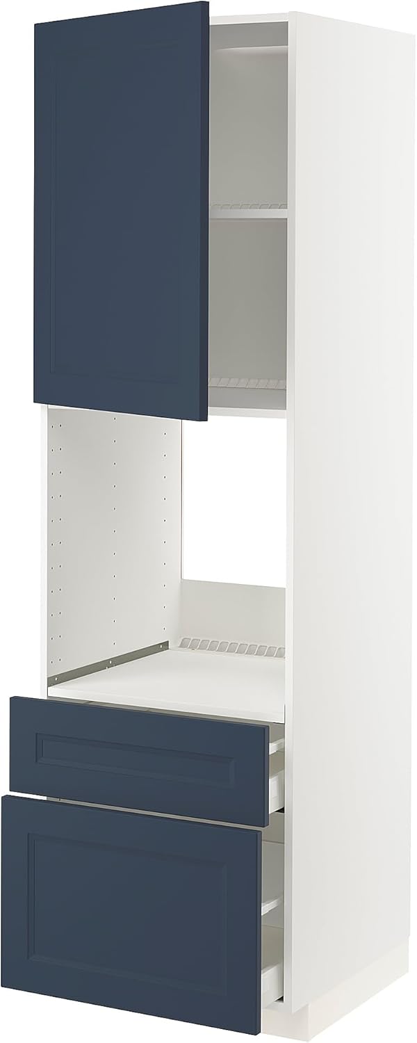 METOD/MAXIMERA High Cab f ov w dr/2 frnt/1m/1 h drw, White Aquastad/Matte Blue, 60x60x200cm