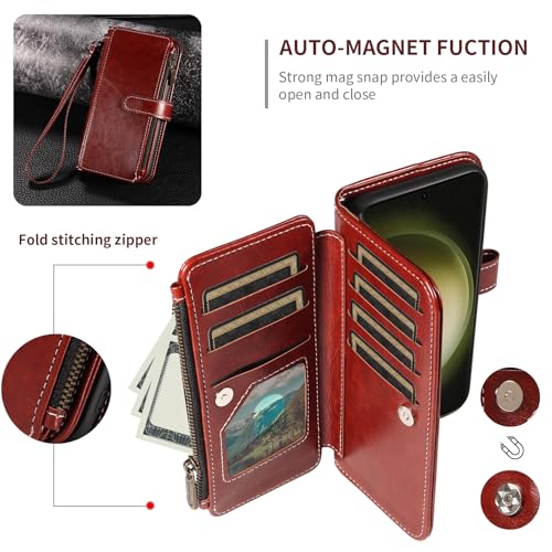 Coque Samsung S23 Ultra Asuwish marron avec cordon et protège-écran - 4
