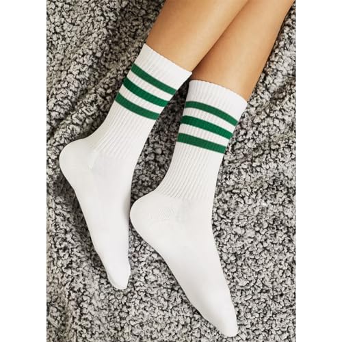 Image of 4 PAIRS Striped Crew Socks For Women Casual Cotton Novelty Retro Athltic Socks Unisex MultiColor