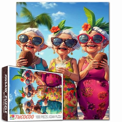 Black Hair Woman 1000 Piece Jigsaw Puzzles for Adults Portrait of Grandmother Painting Jigsaw Puzzle Cute Animal Cat 1000 Pieces Puzzles Game Home Wall Decor DIY Craft Puzzle Art Gift (Colorful)