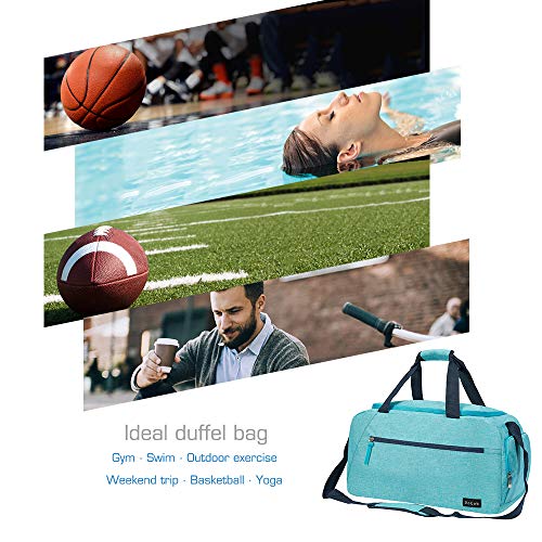 Rotot Sport Duffel Bag, Gym Bag with Waterproof Shoe Pouch, Weekend Travel Bag with a Water-resistant Insulated Pocket (33L) (Teal)