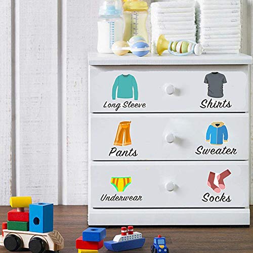 Bamsod Boys Clothes Lables Dresser Decals For Wardrobe Clothing Classification Decor,Creative Life Label Vinyl Wardrobe Wall Stickers Kids Bedroom Nursery Decor Home Decoration, Male Clothing Label #TOP1