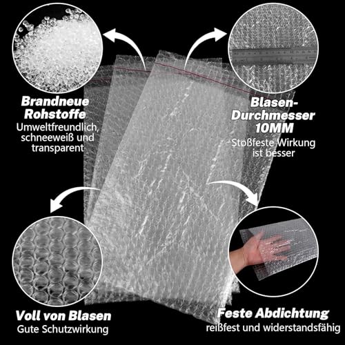 LOLYSIC 50 Stück Selbstklebende Luftpolsterbeutel 20 x 30CM, Bubble Wrap Bags, Luftpolstertaschen, Luftpolsterumschläge Verpackungsmaterial für Umzug und Versand, Stoßfeste Polsterung
