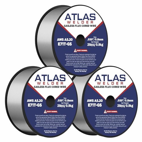 (3 Pack) ATLASWELDER Flux Core Welding Wire, E71T-GS.030 Inch 2LB, Gasless Mild Steel MIG Welding Wire with Low Spatter for All Position Welding