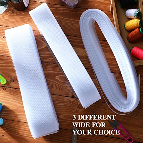 3 Rolls 150 Yard 1 Inch 2 Inch 3 Inch Wide Stiff Polyester Horsehair Braid Polyester Boning For Sewing Mesh White Hair Ribbon For Sewing Accessories Wedding Dress Dance Gowns Formal Dress #TOP3