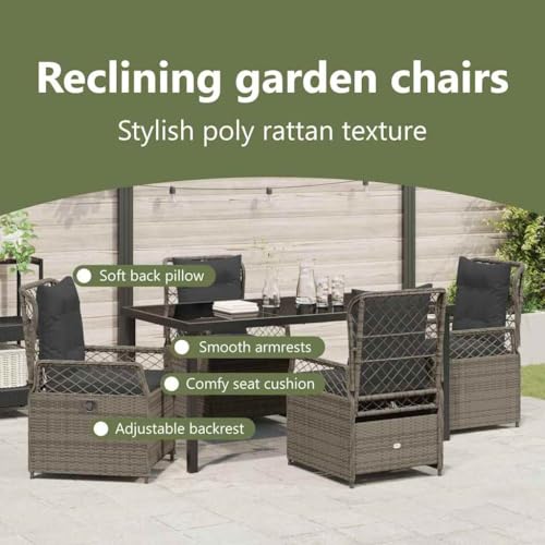 Ensemble de repas extérieur en polyrotin gris pour terrasses conviviales