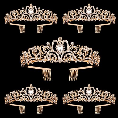 Pack de 2 coronas de cristal para mujer y niña tiaras elegantes de novia con peines