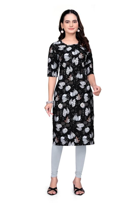 Image of Women's Floral Printed Crepe Knee-Length Kurti Vinod Parent 124