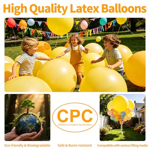 Image of 5Pcs Yellow Big Balloons 36 Inch, Round Large Latex Party Balloons for Birthday Wedding Decorations
