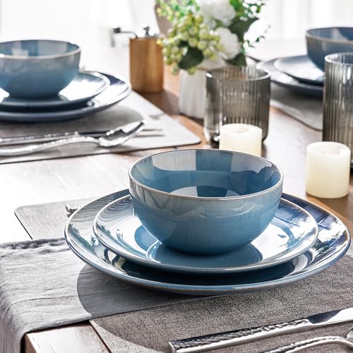 Image of GBHOME Dinnerware Sets For 8, 24Pcs Stoneware Plates and Bowls Sets, Dishwasher&Microwave Safe