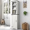 68 tall farmhouse bathroom storage cabinet 5 shelf storage cabinet with barn dooradjustable shelves linen tower cabinet with storage for bathroom kitchen living room rustic white  urban country home decor
