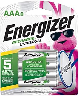 Energizer Rechargeable AAA Batteries, 700 mAh NiMH, Pre-charged, Chargeable for 1,000 Cycles, 8