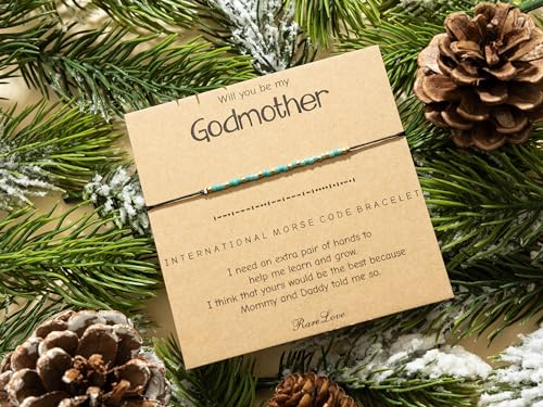 RareLove Godmother Morse Code Beaded Bracelet for Women - Blue Gold Pony Seed Tiny Beads2