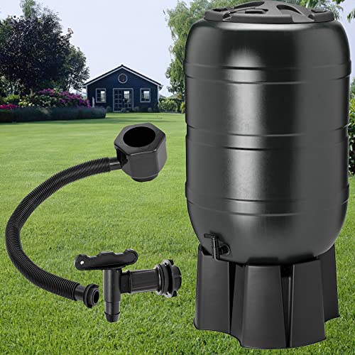 Price comparison product image 210 Litre Large Black Water Butt Rain Collector Complete With Stand,  Filler