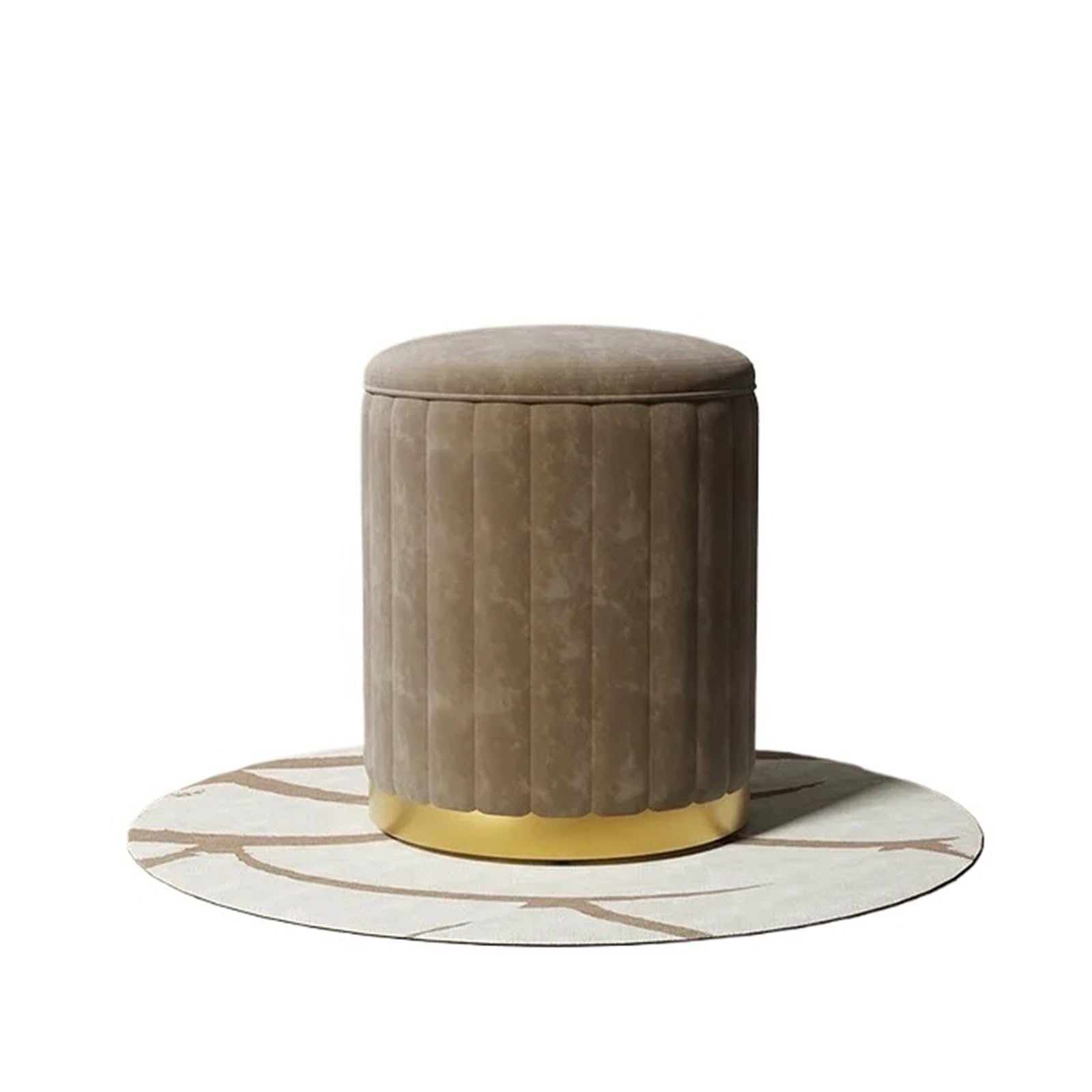 Pouf de rangement coffre crème avec assise capitonnée pour salon et lit