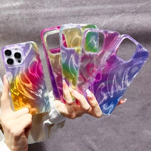 Coque iPhone 12 Pro Max Aurora dégradé réfléchissant avec bumper rainbow - 3