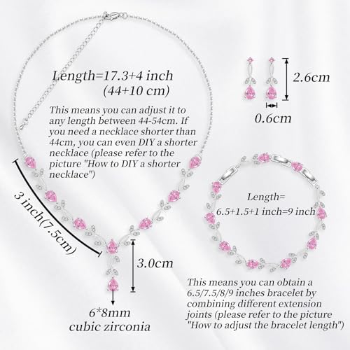 Image of GZWHD Wedding Jewelry Sets for Bride Bridesmaid Women Cubic Zirconia Necklace Earrings Bracelet Set Gift for Mother Friend Wife Daughter Sister Party Prom Jewelry