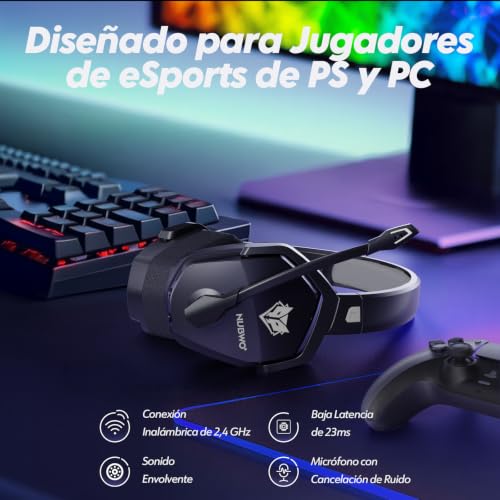 Miniatura 2 de Nubwo G06 Cascos Gaming Inalámbricos Con Drivers De 50 Mm Para Pc Ps5 Ps4 Ns Mobile, Auriculares Gaming Inalámbricos Con 2.4 Ghz Bluetooth 5.3 Modo Dual, 7.1 Sonido Envolvente, Duración 100hr - Gris