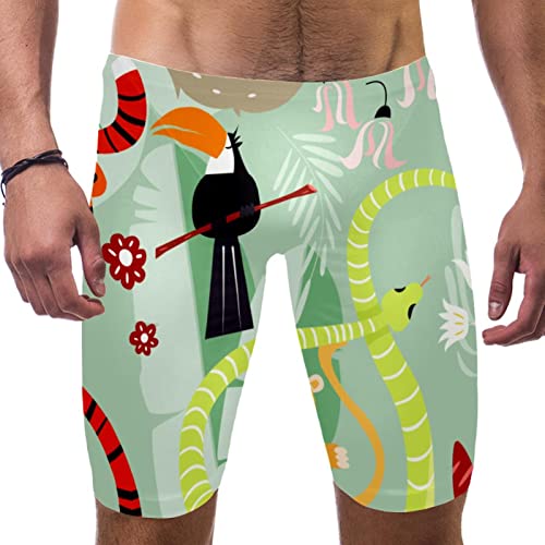 Pantalones cortos de natación para hombre, verde animal multicolor, talla M