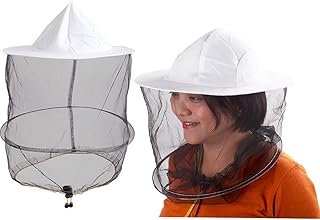 2Pcs Mosquito Head Net Veil Mesh Hat/Insect Fish Netting Hat/Beekeeper Hat with Veil/Beekeeping Protection Hat/Bug Face Shield/Soft Durable Fly Screen White