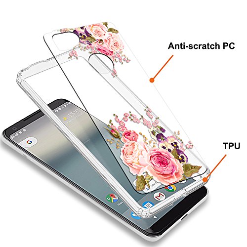 Google Pixel 2 Case,Topnow [Anti-Scratch Pc + Shockproof Anti-Drop Soft Tpu] Advanced Printing Pattern Phone Cases Glossy Drawing Design Cover For Google Pixel 2(Pink Rose) #TOP1