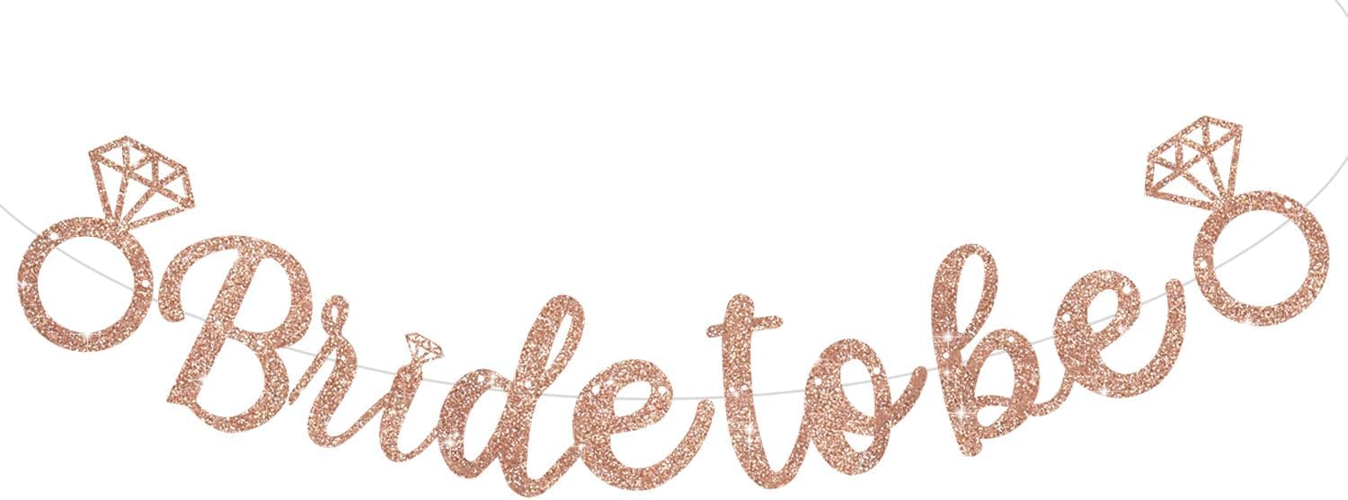 DecoGlee Glitter Rose Gold Bride to Be Banner,Pre-Strung Bridal Shower Sign Garland,Bachelorette Party Decoration Wedding Shower Party Supplies(No DIY)