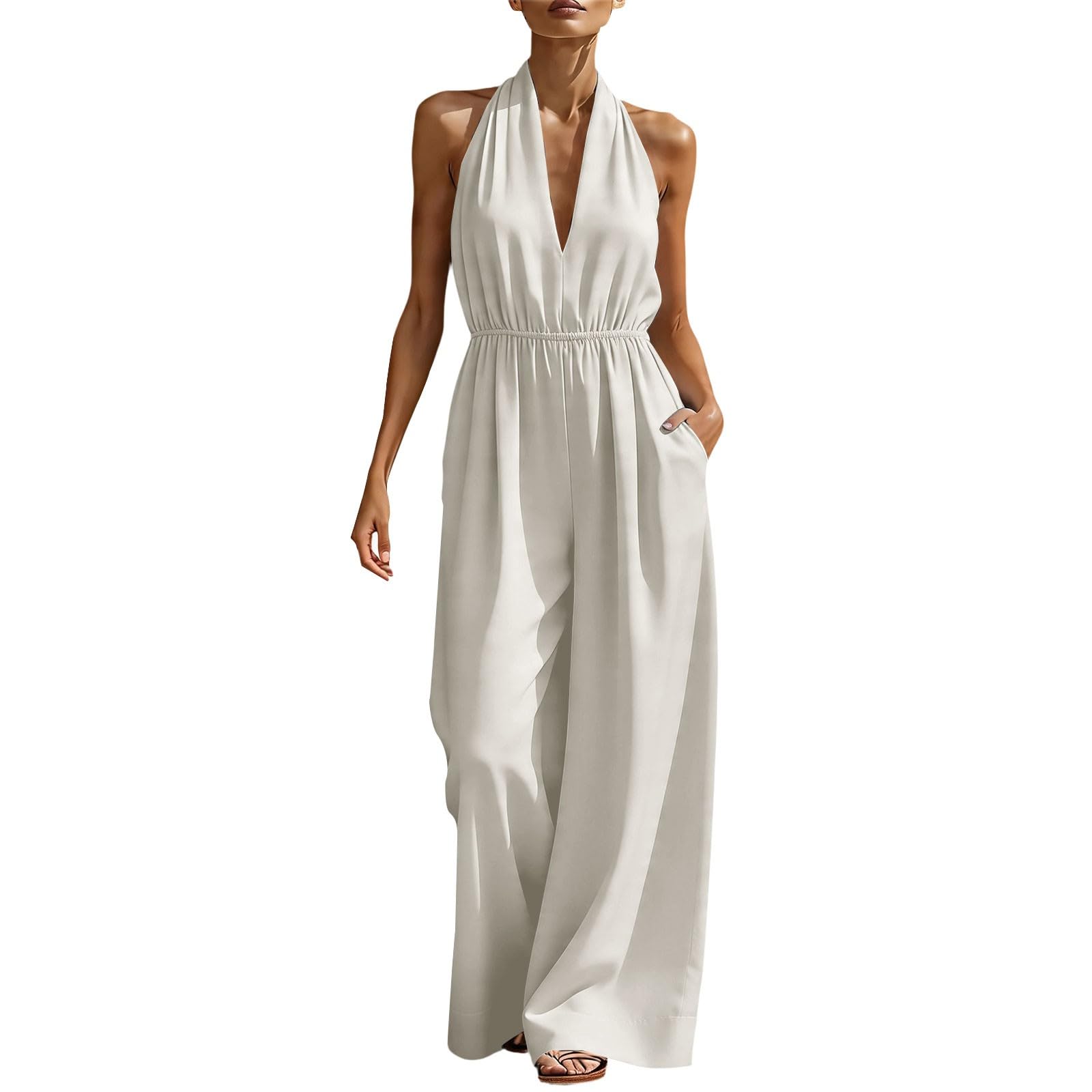 Traje de pantalón para mujer, festivo, elegante, con cuello en V, cuello