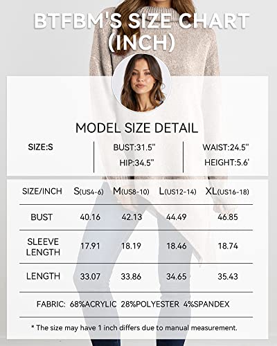 Btfbm Women Long Sleeve Turtleneck Knit Sweater Asymmetric Hem Oversized Fall Winter Sweaters Casual Pullover Jumper Tops thumb #3