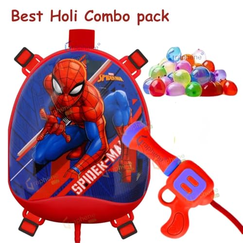 Image of GRAPHENE Holi Pichkari Water Gun for Kids with 1 Pkt Herbal Gulal &100 Water Balloon 1.1 L Back Holding Water Tank Pichkari High Pressure Water Spray Pistol Gun