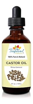Tropical Holistic Pure Organic Castor Oil 4oz- All Natural Hexane Free Cold Pressed Castor Oil for Hair Growth, Enhances Eyelashes, Eyebrows, Moisturizes Dry Skin - Aceite de ricino 100 puro y natural