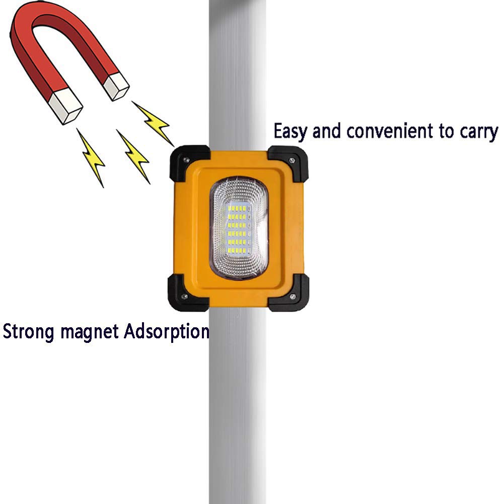 Lampada da lavoro ricaricabile, 60 W, portatile, 15000 lm, impermeabile, batteria integrata con base magnetica, ideale per campeggio all'aperto e illuminazione di emergenza