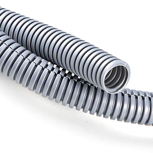 Image of ZhiYo 20FT 1 /2 inch Wire Loom Split Tubing Auto Wire Conduit Flexible Cover | High Temperature Heat Resistant -40F to 257F | Plastic Cover for Electrical Wires & Cables, Grey